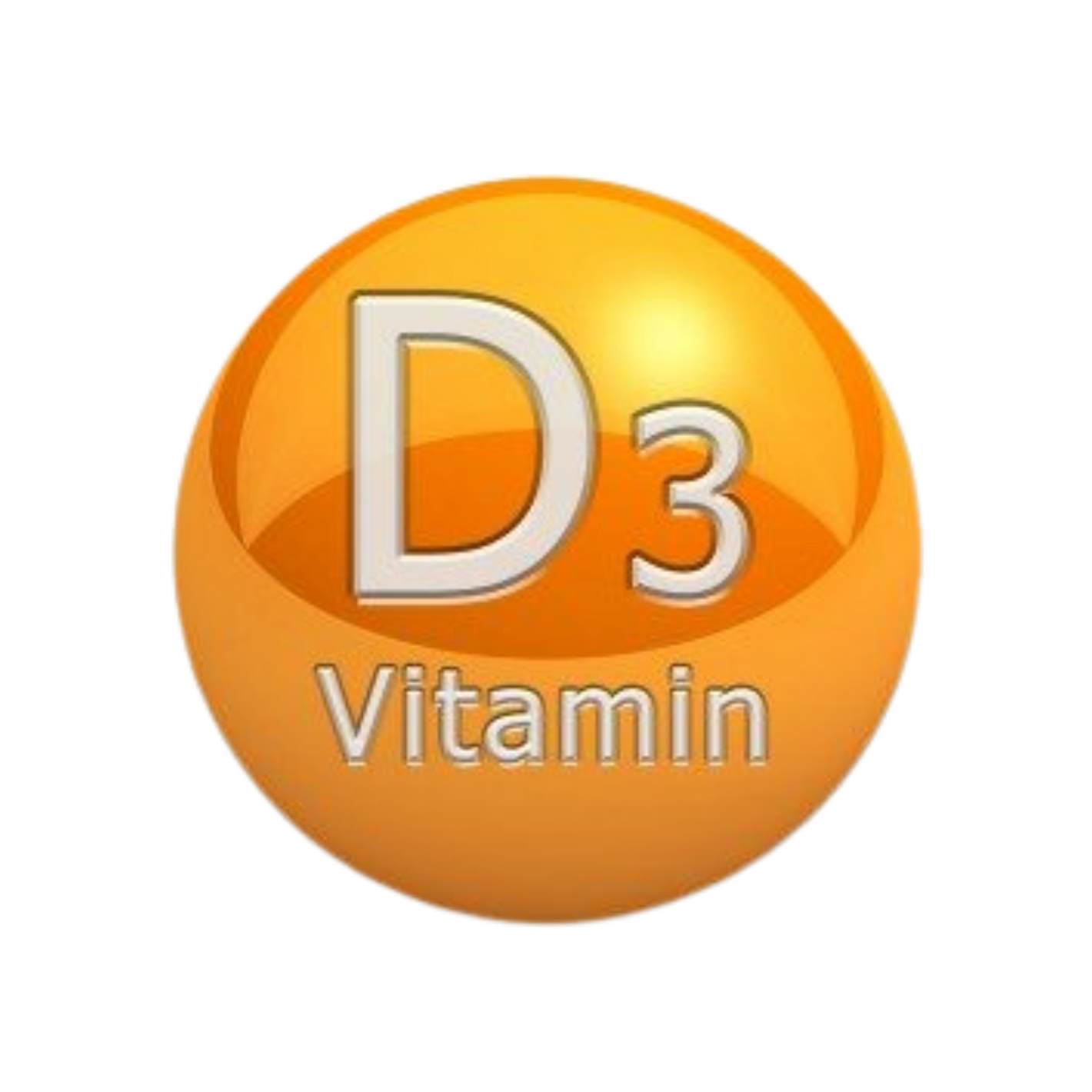 Vitamin D3 logo in an orange sphere.