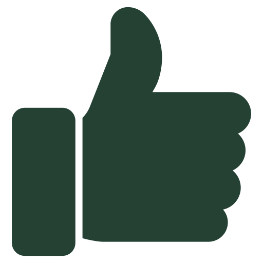A gray thumbs-up icon on a white background.
